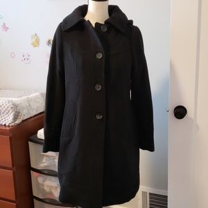 Kimi + Kai Black wool hooded maternity coat